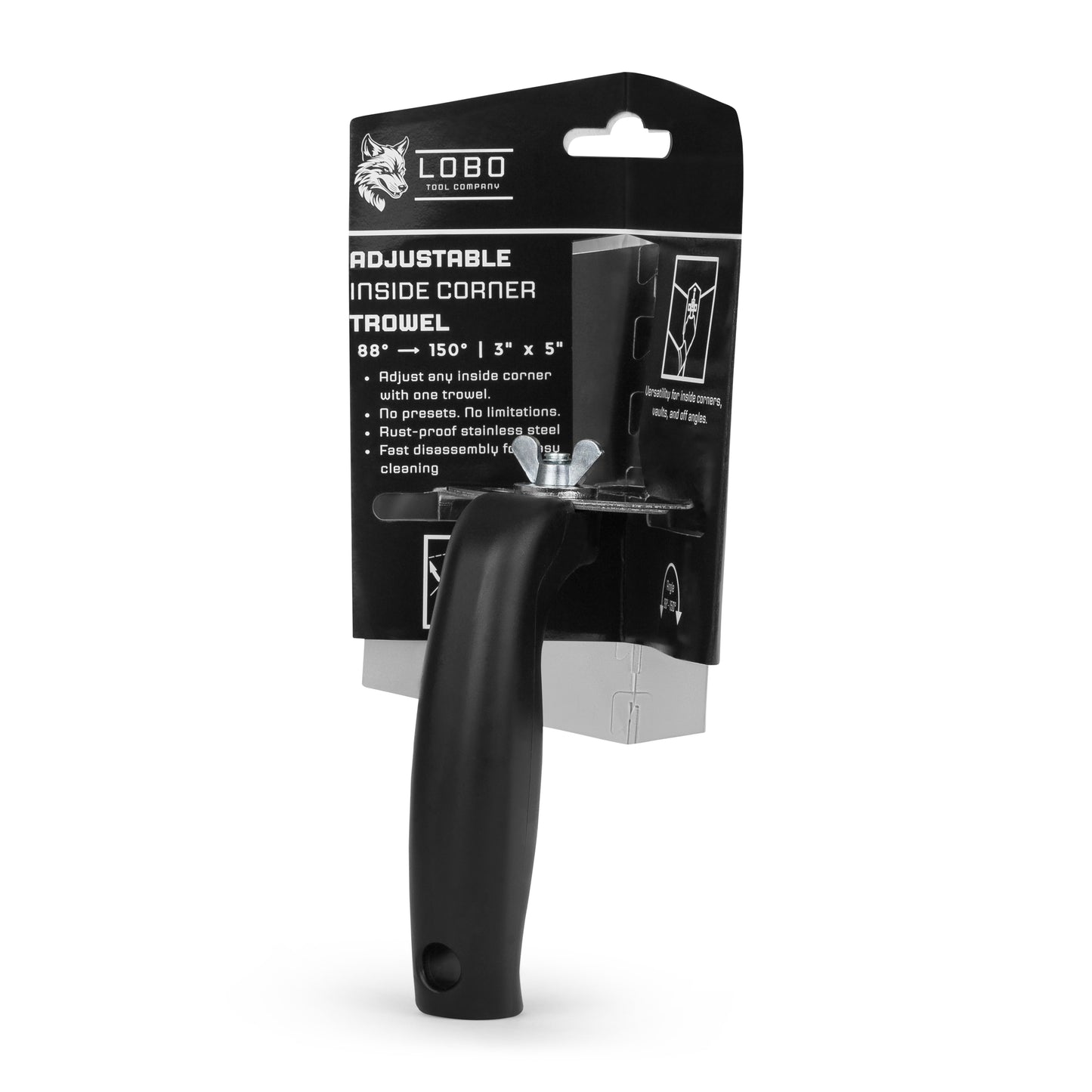 Lobo Tools Adjustable Drywall Inside Corner Trowel – 3" x 5"